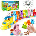 BOLZRA Juego de juguetes de tren de animales de granja para niños pequeños