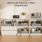 Organizadores de Closet Grandes y Cestas de Almacenamiento - Pack de 6 Cestas Trapezoidales para Estantes, Cestas de Tela Plegables con Asas Ideal para Closet, Cesta, Armario y Almacenamiento en Estantería, Gris
