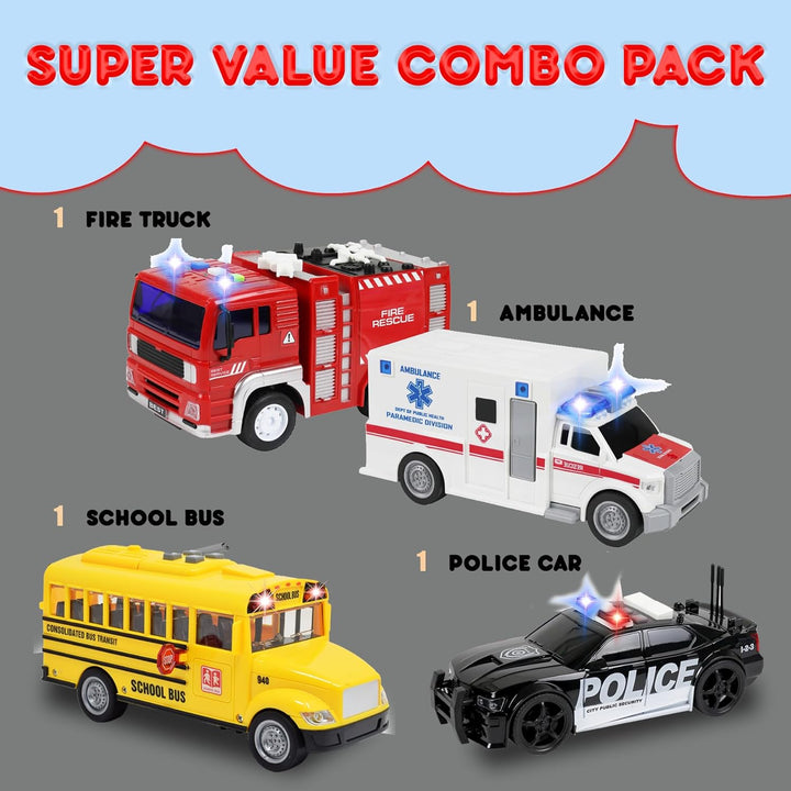 TeganPlay Paquete de 4 ambulancia camión de bomberos