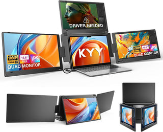 KYY - Extensor de monitor para portátil de triple pantalla de 15,6...