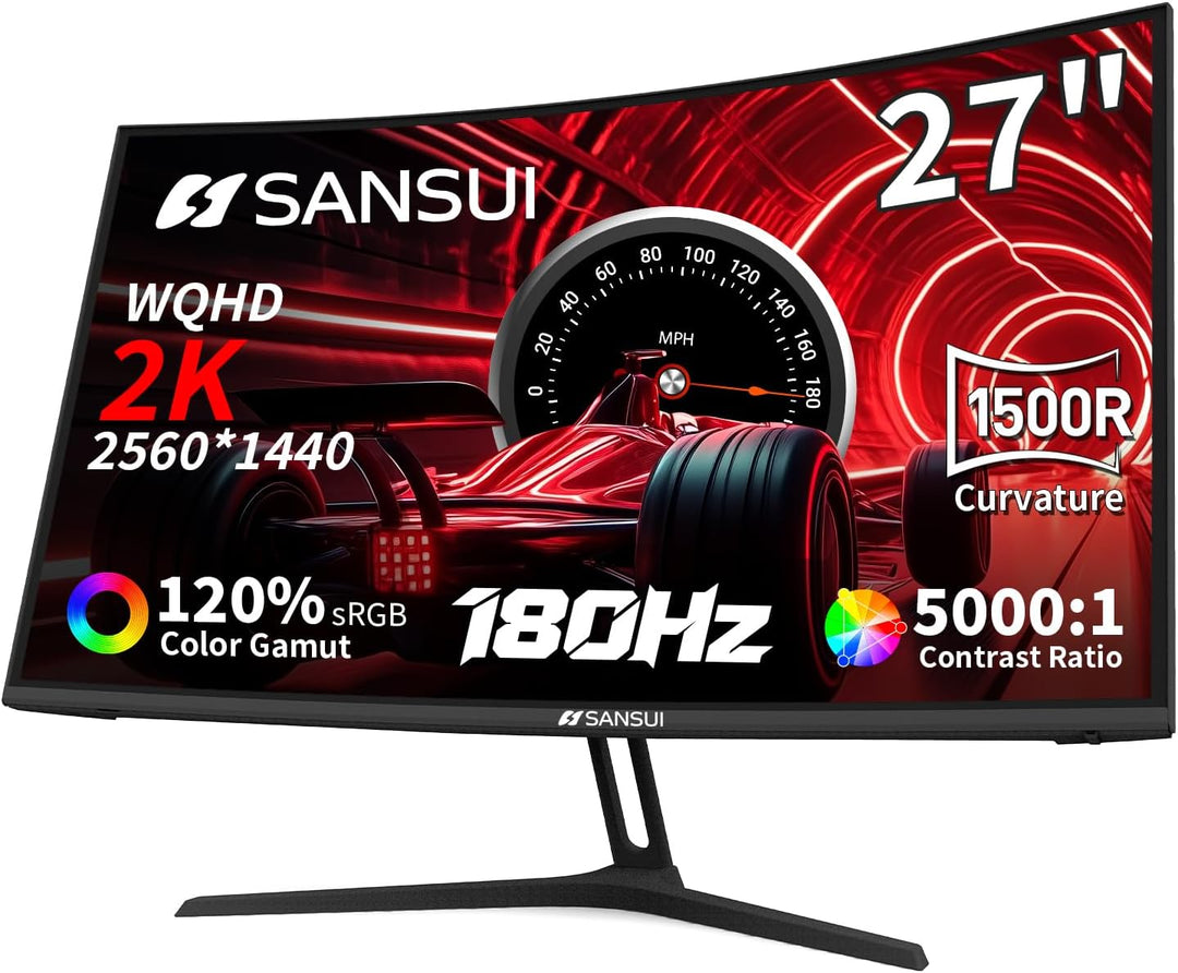 SANSUI Monitor curvado para juegos WQHD de 27 pulgadas 2560x1440, 1...