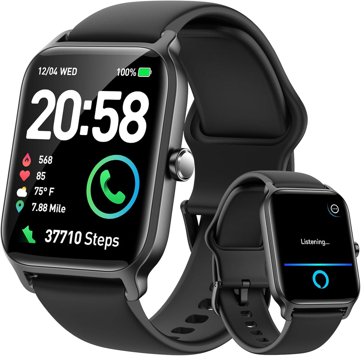 Fitpolo Relojes inteligentes para hombre, Android y iPhone, Alexa incorporada [pantalla HD de 1.8 pulgadas] IP68 impermeable reloj de fitness con llamada Bluetooth (respuesta/hace)