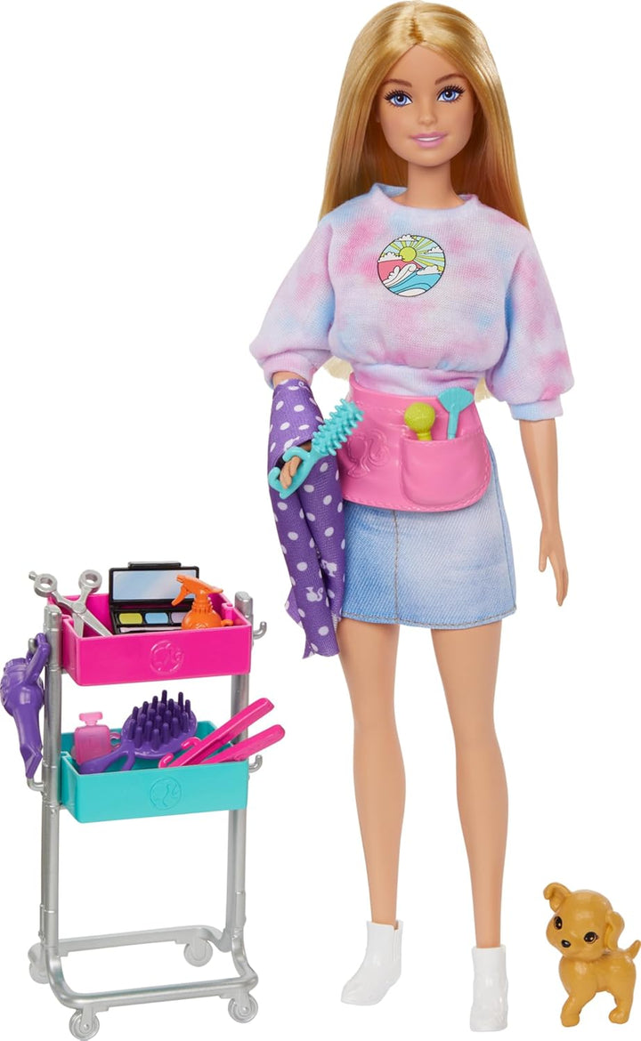 Muñeca Barbie Estilista y 14 Accesorios, Muñeca Rubia "Malibu&#...