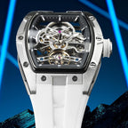 FORSINING Reloj automático para hombre con movimiento mecánico, esfera de esqueleto