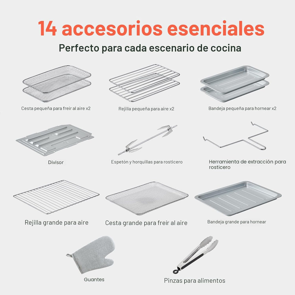 HotKing Combo de horno tostador de freidora de aire de doble zona, horno de