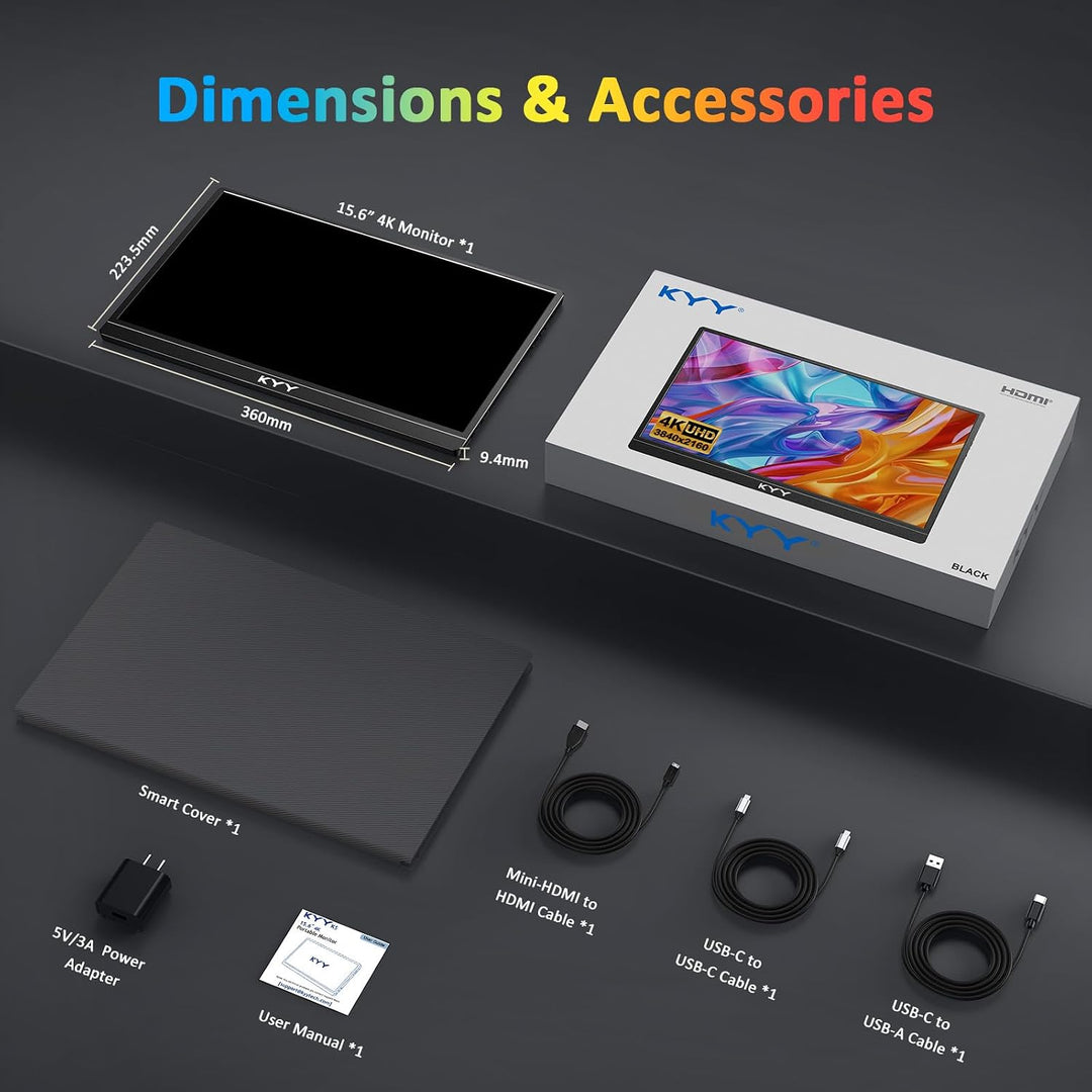 KYY Monitor portátil 4K para computadora portátil, monitor de viaje...