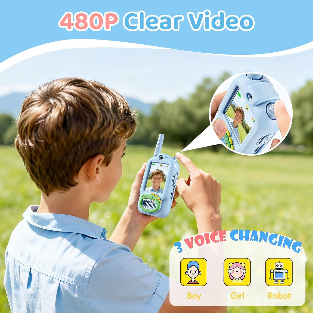 Walkie Talkies de video para niños, paquete de 2 cajas de regalo re...