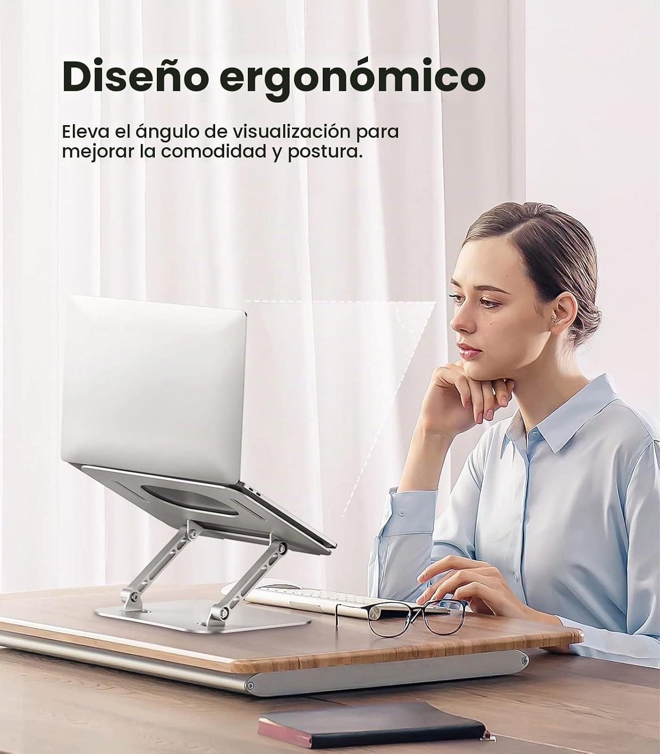 JOIOT Soporte ajustable de aluminio para portátil, elevador ergonóm...