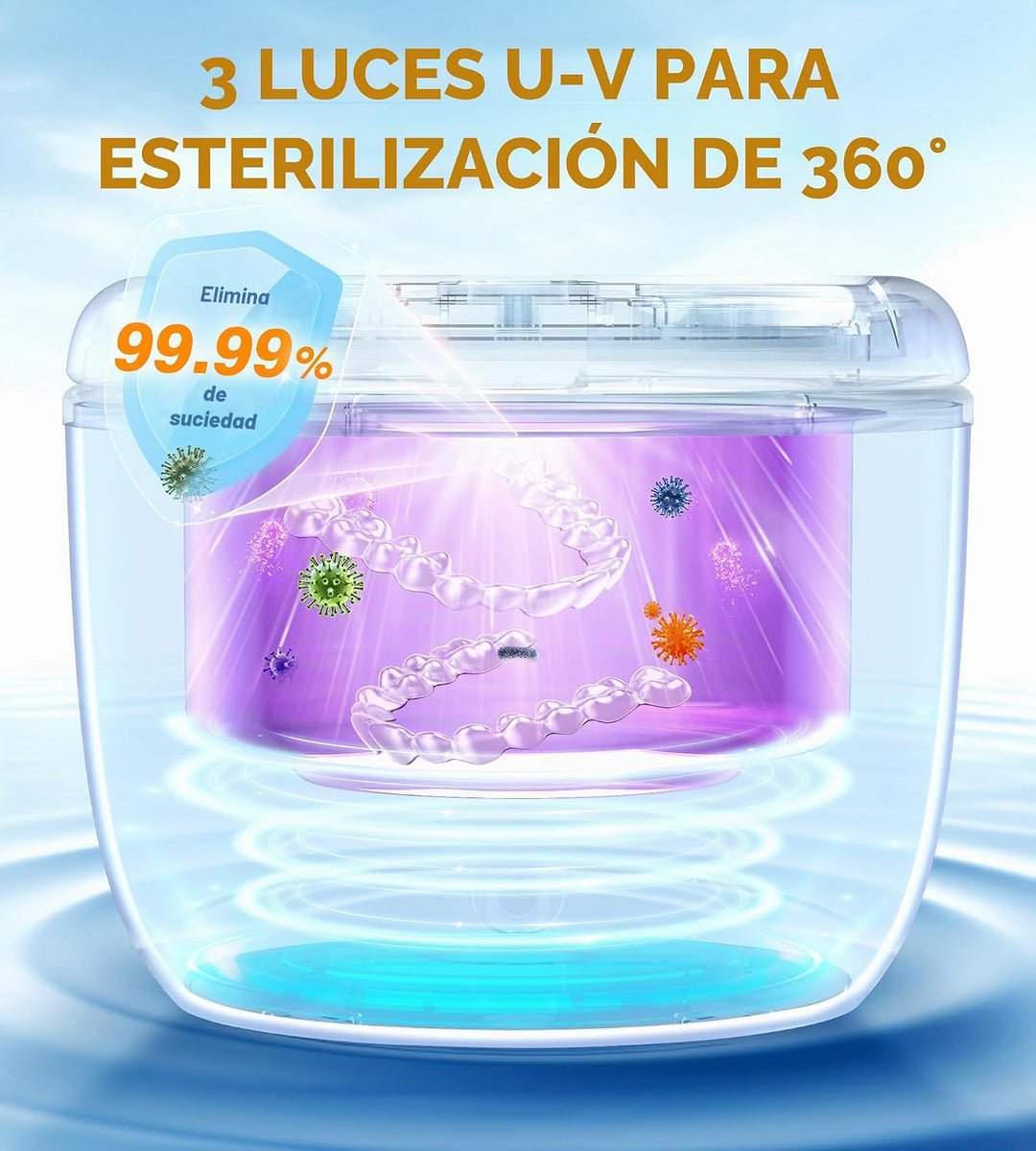 Househerb Limpiador ultrasónico de retenedor, cápsula de limpieza d...