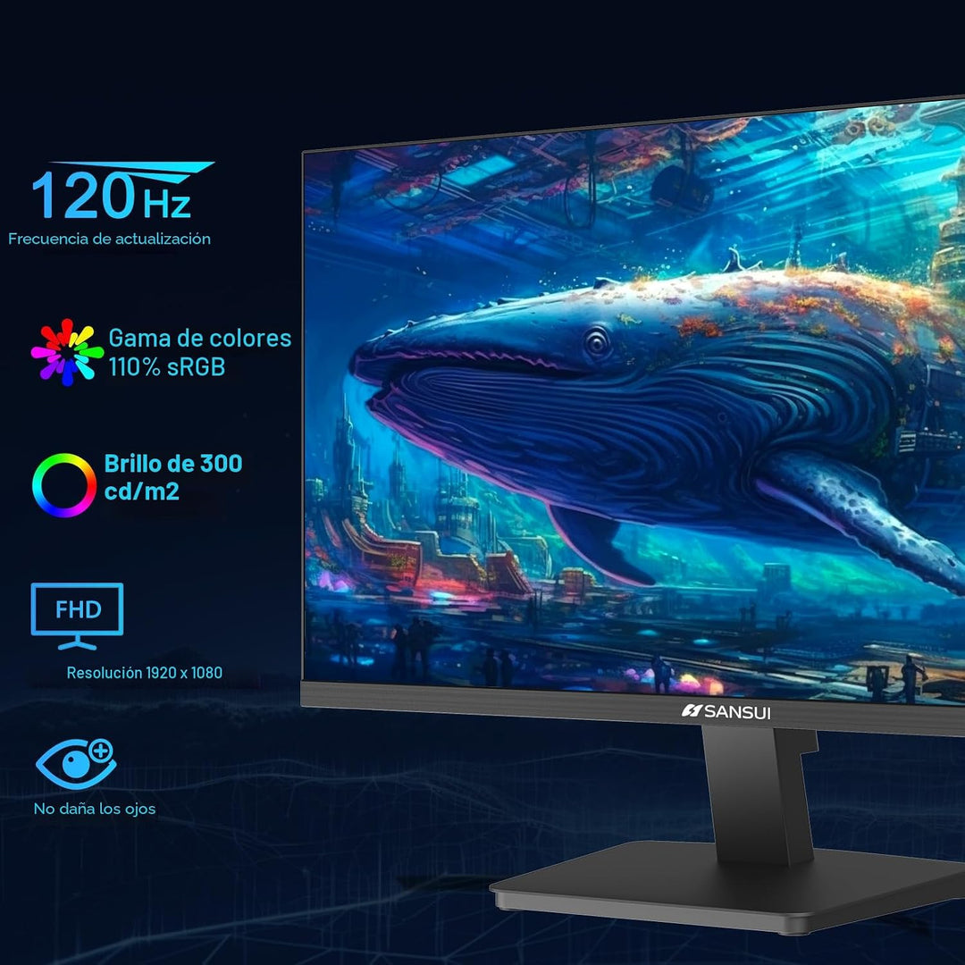 SANSUI - Monitor de computadora de 27 pulgadas 120Hz, monitor FHD 1...