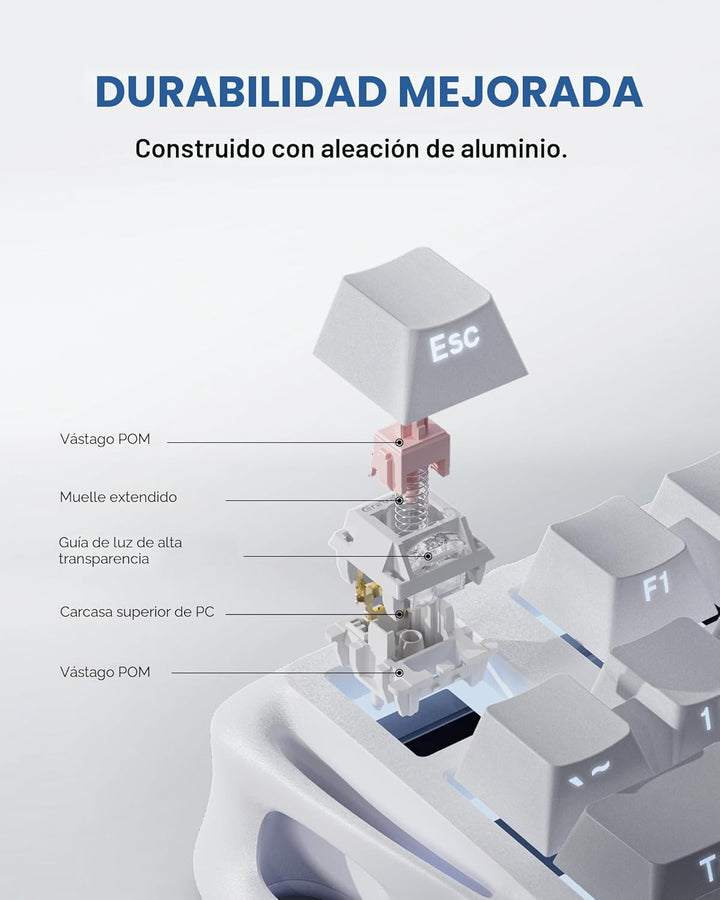 GravaStar Teclado mecánico inalámbrico Mercury K1 75% para juegos,...