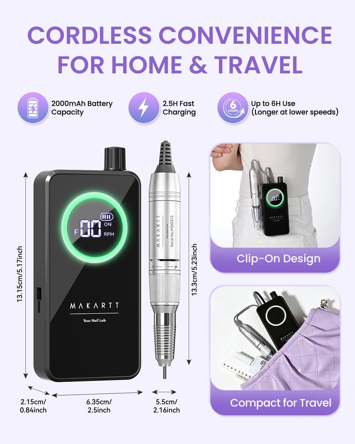 Taladro de uñas inalámbrico Makartt para principiantes: lima electr...