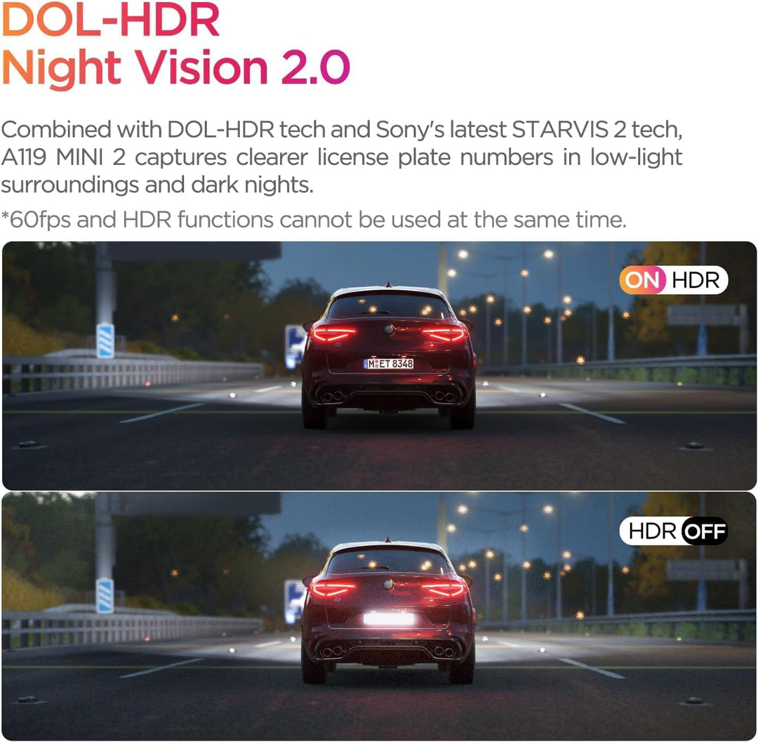 VIOFO Dash Cam A119 Mini 2 sensor STARVIS 2 2K 60 fps/HDR