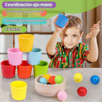 Bolas de arco iris en tazas Montessori Juguetes para niños pequeños (8 bolas, 1.4 pulgadas)