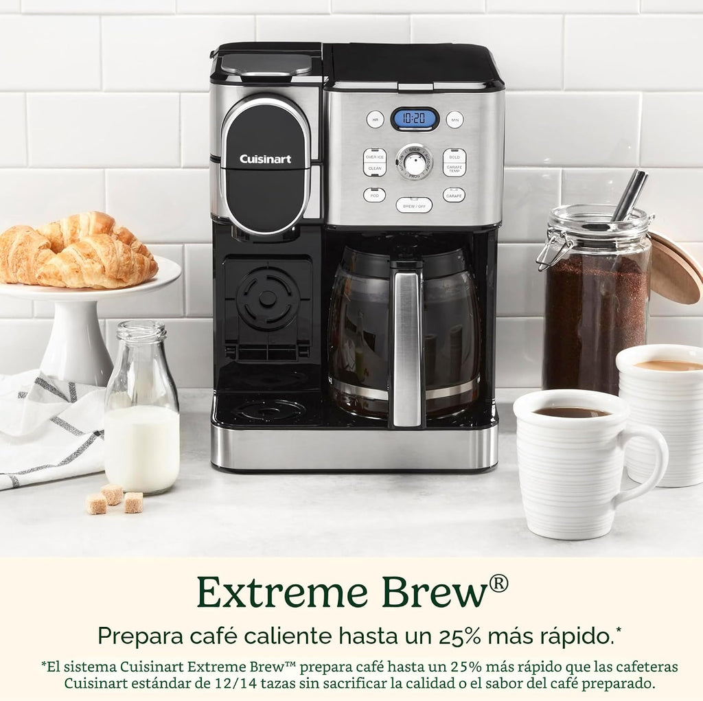 Cuisinart Cafetera de 12 tazas, jarra de vidrio de una sola porción