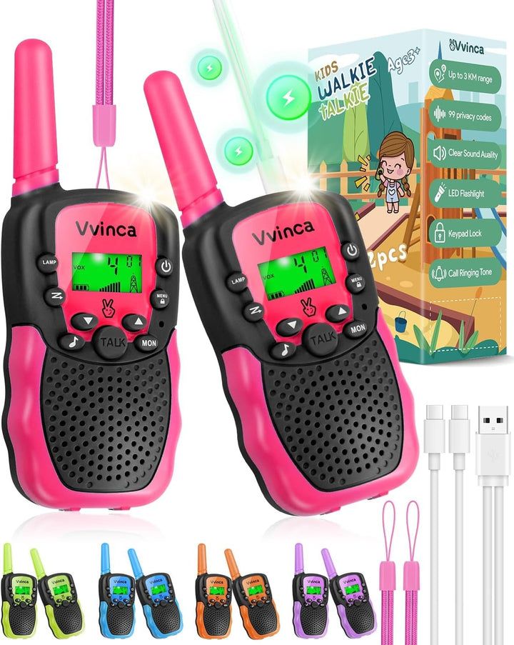 Walkie Talkies para niños, juguete recargable de largo alcance para...