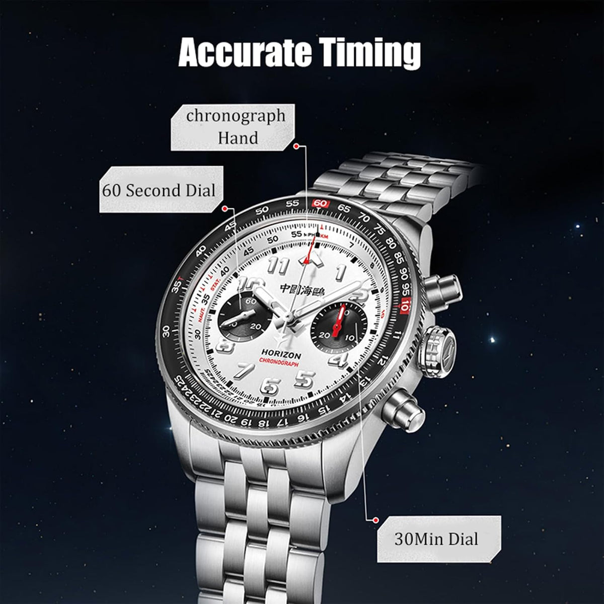 SEA-GULL Relojes mecánicos para hombre, reloj de pulsera automático para hombre, serie Horizon cronógrafo de aleación de titanio, Seagull ST19, luminoso, 1073