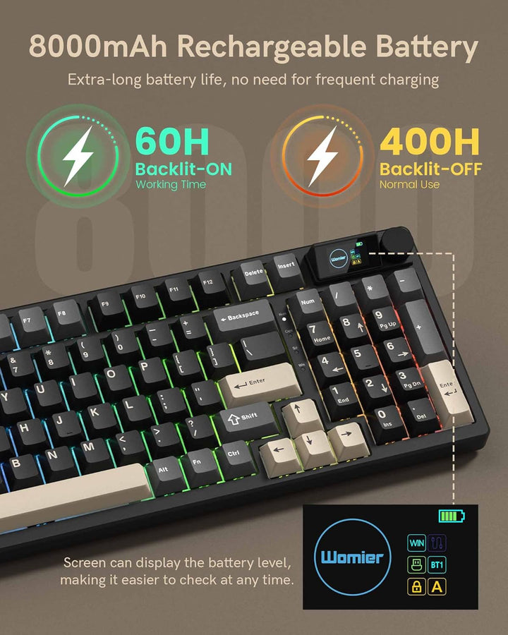 Keymatic Teclado mecánico inalámbrico M98 con pantalla y perilla, 9...
