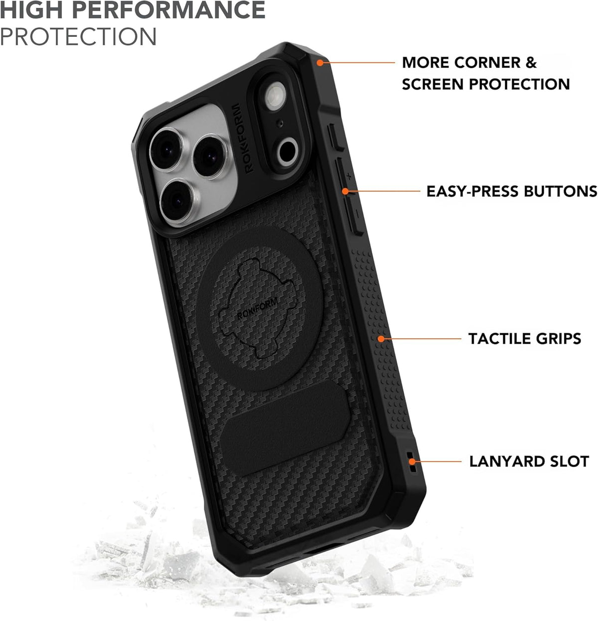 Rokform Funda resistente para iPhone 17 Pro Max + soporte de teléfono para manillar de motocicleta