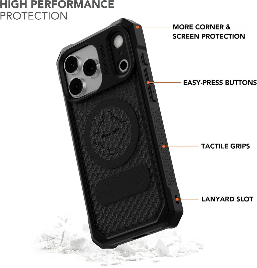 Rokform Funda resistente para iPhone 17 Pro Max + soporte de teléfono para bicicleta V4 Pro Series