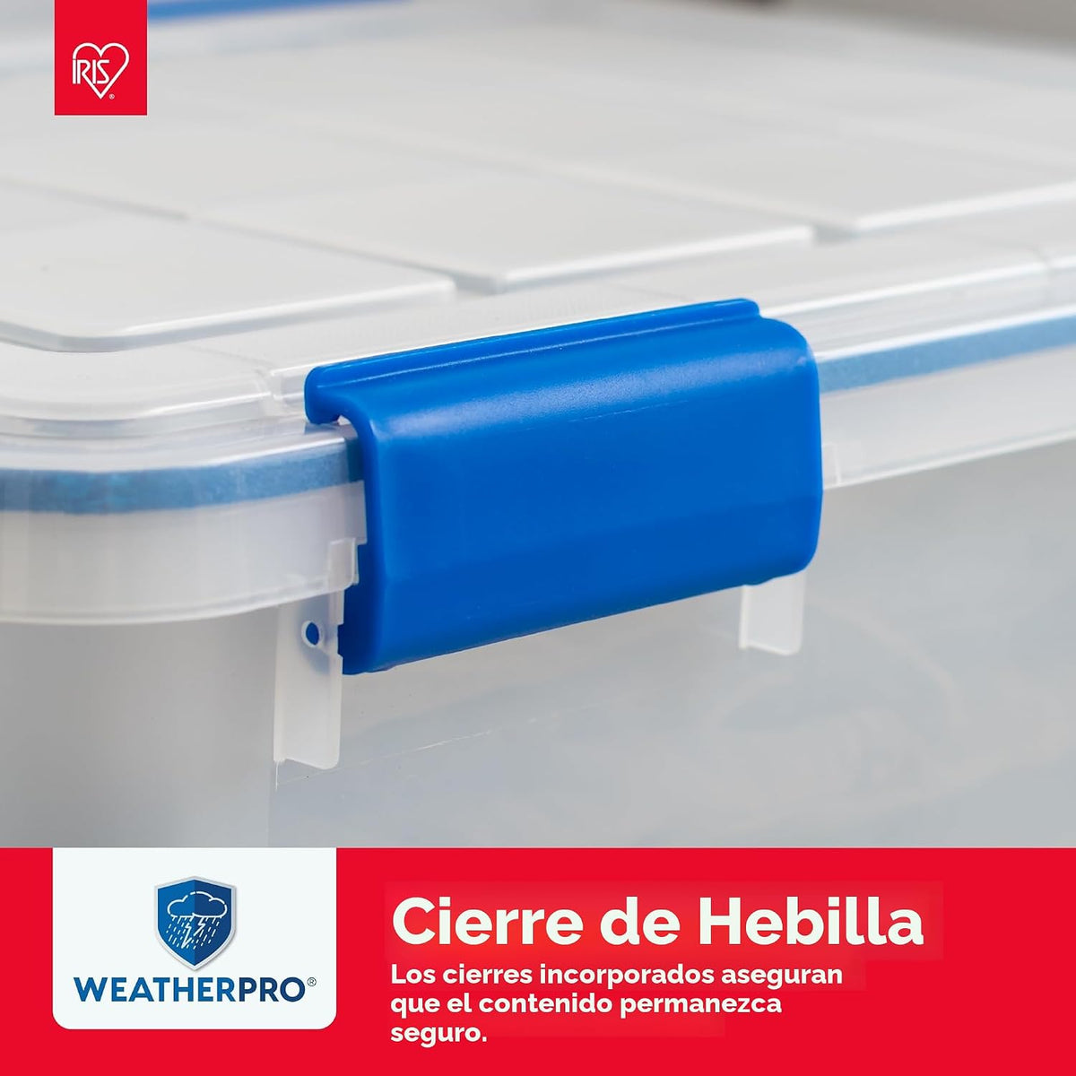 IRIS USA - Contenedor organizador de plástico hermético de 16 cuartos de galón con tapa duradera y sello y hebillas de cierre seguro