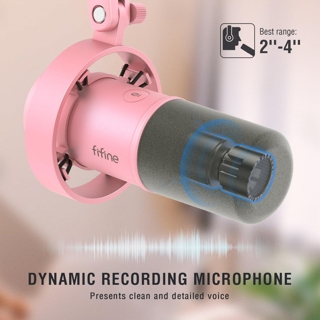 FIFINE Micrófono Dinámico XLR\/USB, Micrófono de Podcast Vocal de E...
