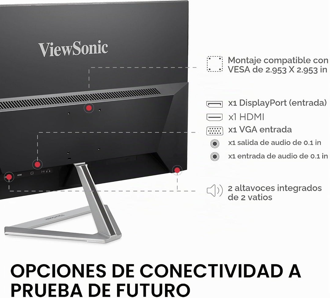 Monitor ViewSonic LED VX2276-SMHD, 22 pulgadas, diseño sin marco, u...
