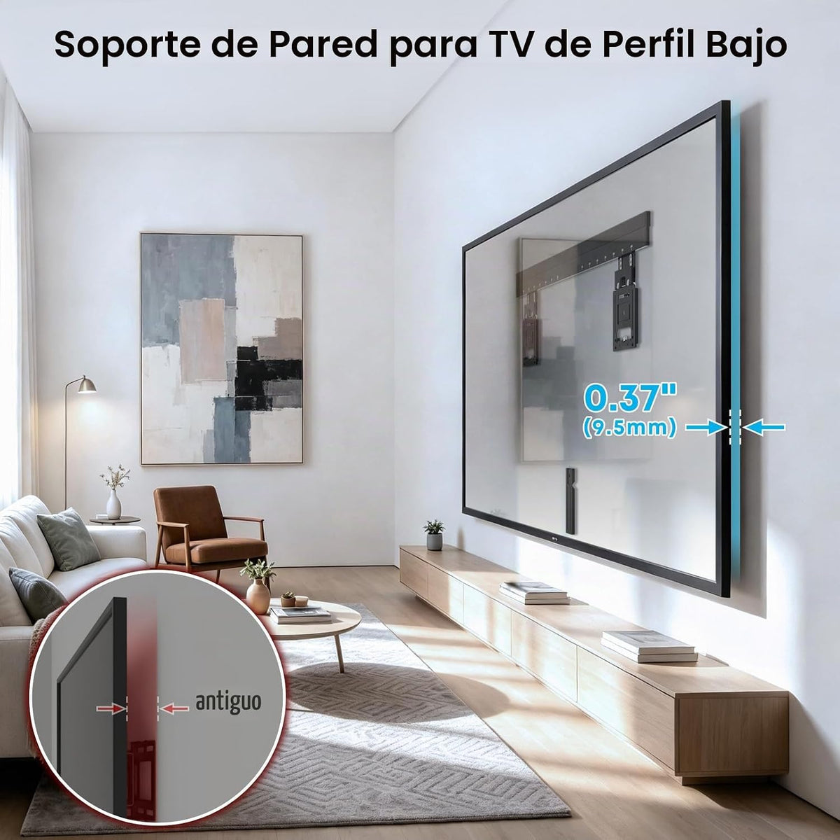 Soporte de pared para TV ultra delgado de 37 a 86 pulgadas, peso máximo de 165 libras