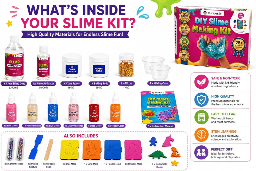 Kit de fabricación de slime para niños de más de 4 años, crea purpurina, incluye moldes
