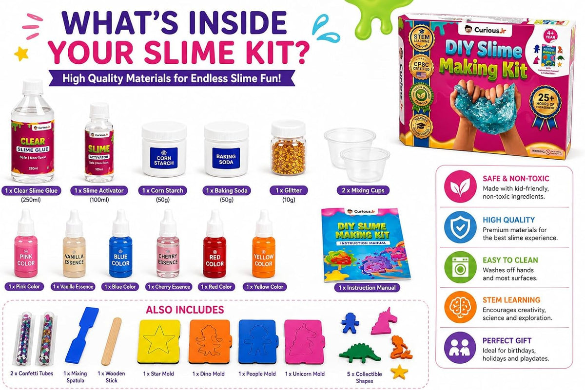 Kit de fabricación de slime para niños de más de 4 años, crea purpurina, incluye moldes
