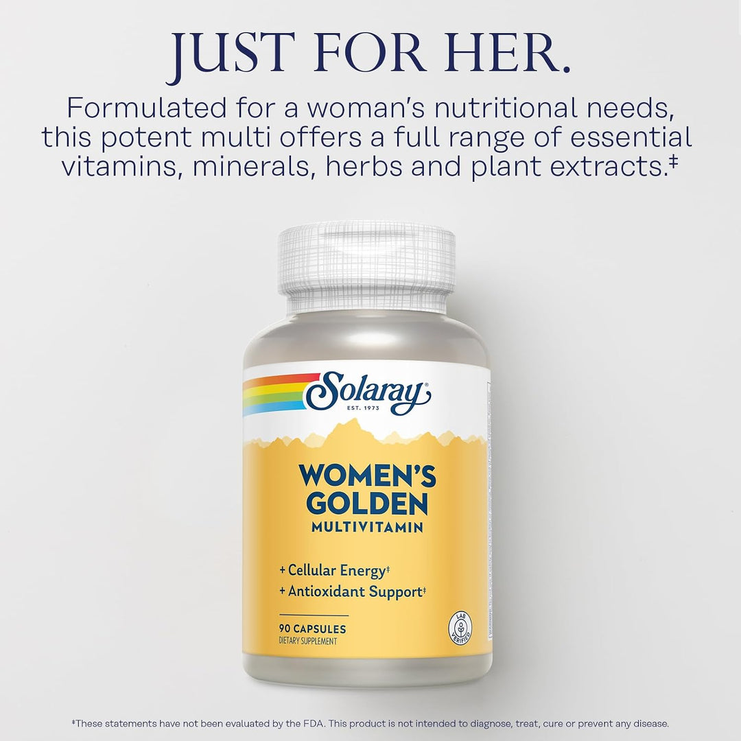 SOLARAY Suplemento multivitamínico dorado para mujer, vitaminas de...