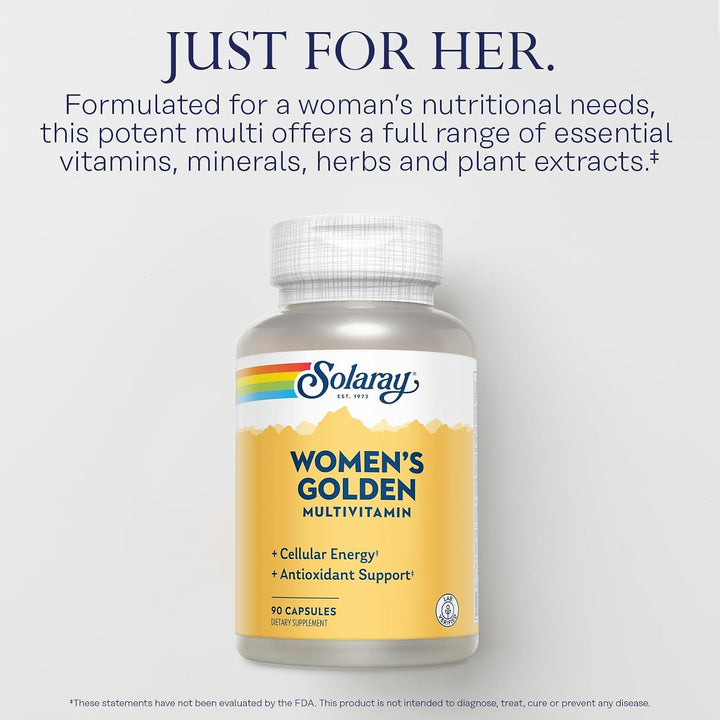 SOLARAY Suplemento multivitamínico dorado para mujer, vitaminas de...