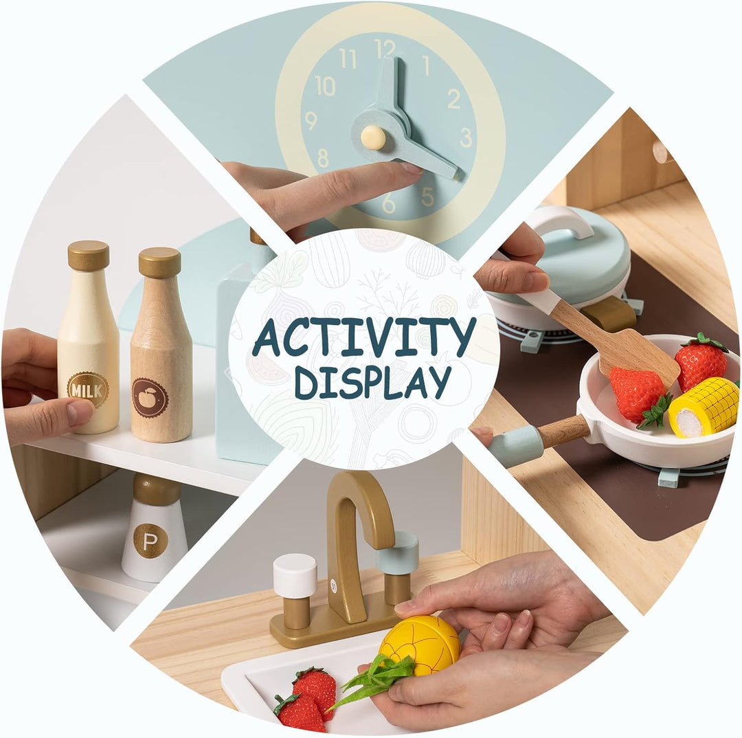 ROBOTIME Cocina de madera para niños, juego de cocina de juguete pa...