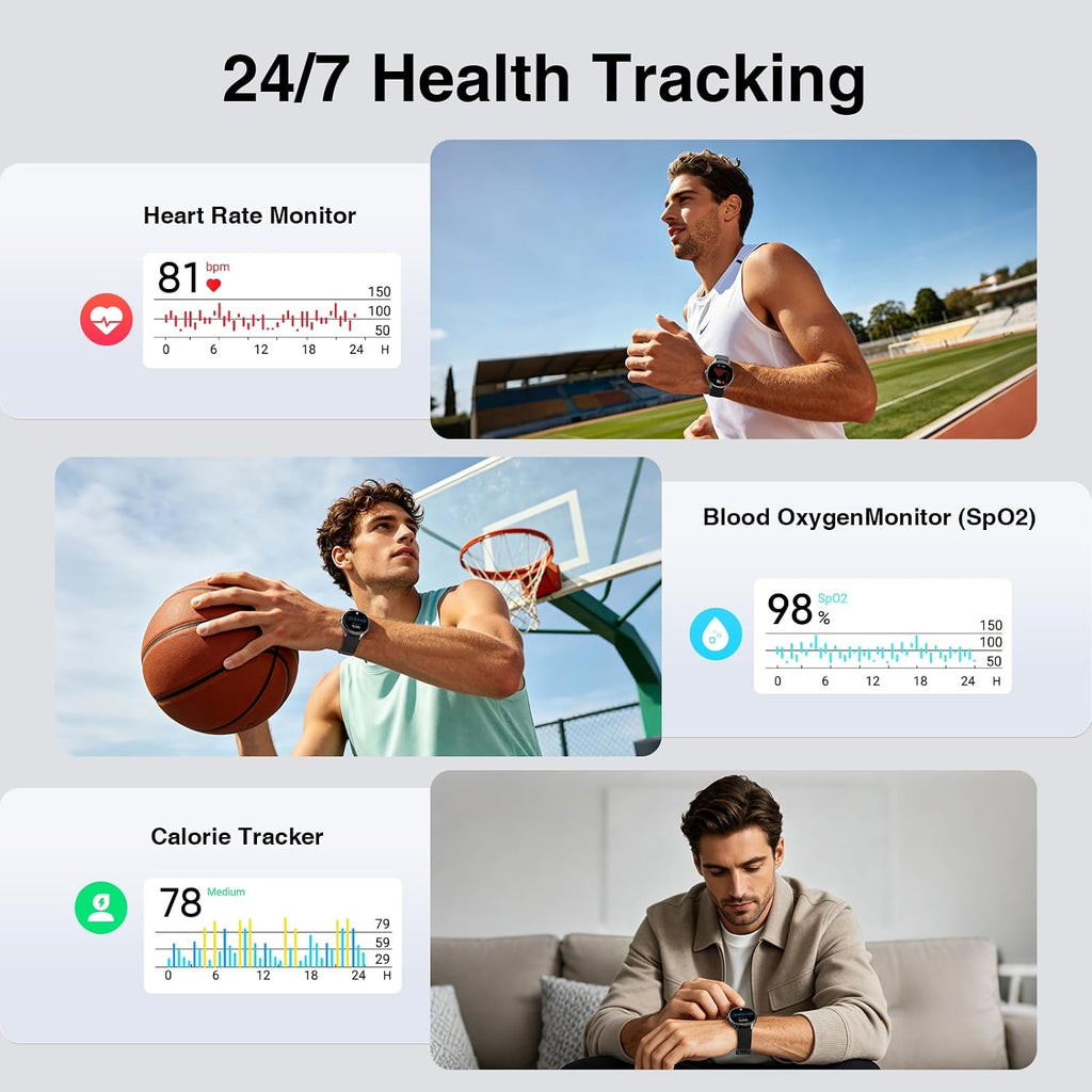 Fitpolo Reloj inteligente para hombre y mujer, Android y iPhone (2 bandas