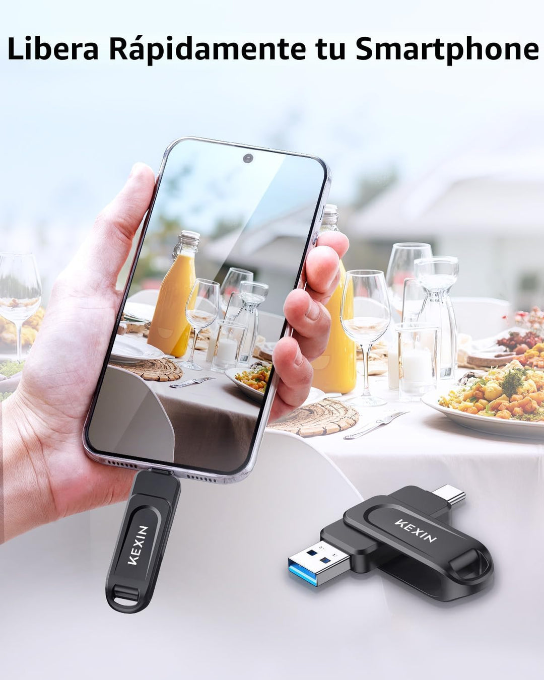 KEXIN Unidad Flash USB C de 128 GB, Unidad Dual de Pulgar 100 MB\/s...