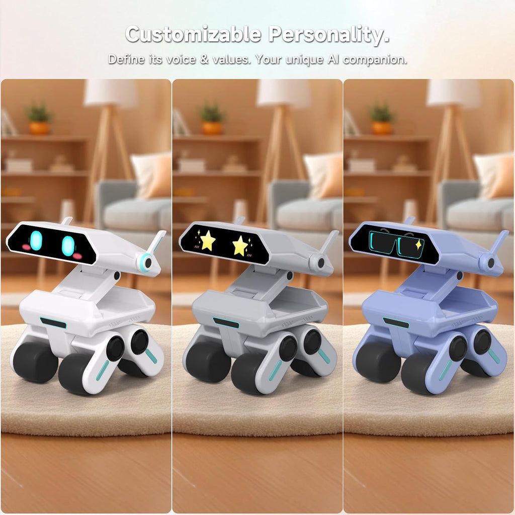 Robot AI Pet impulsado por ChatGPT, juguete educativo interactivo STEM con modo tutor privado, compañero de tareas sin pantalla, visión de 5MP y base móvil, sin tarifas de suscripción