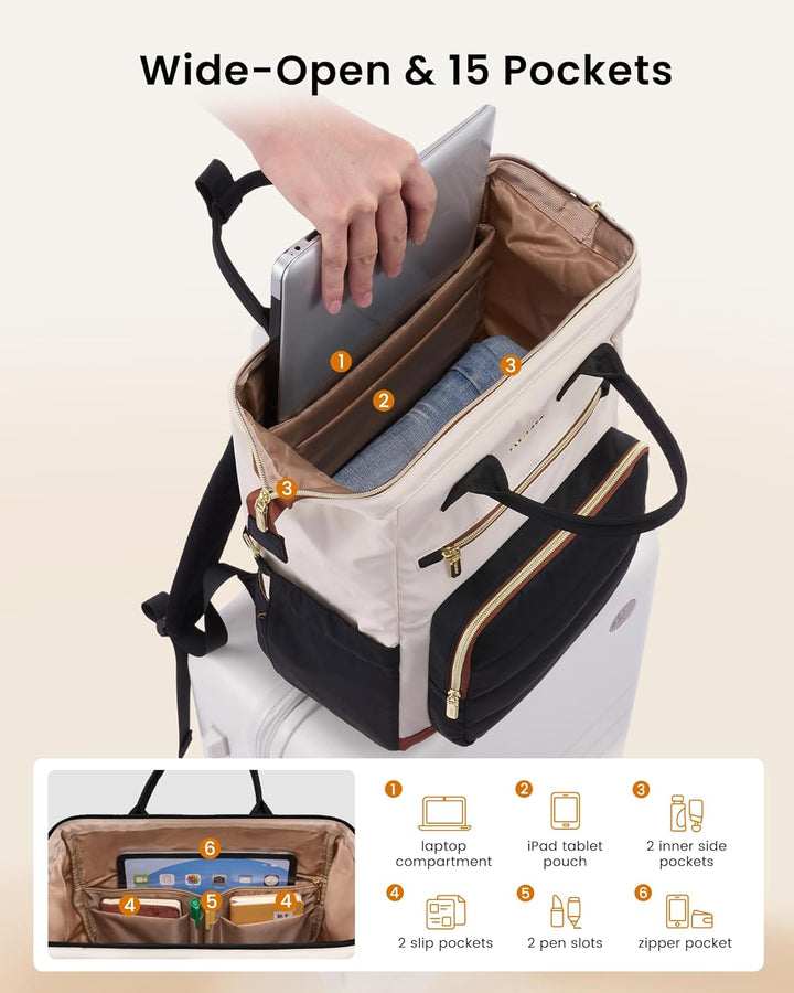 LOVEVOOK Mochila acolchada para laptop para mujer, mochila de traba...