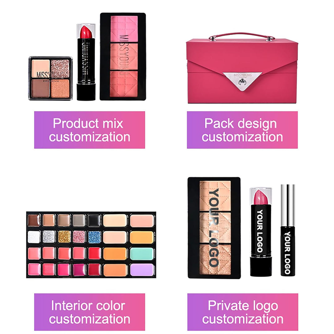 Wisnewth Kit de maquillaje todo en uno de 45 piezas con estuche de...
