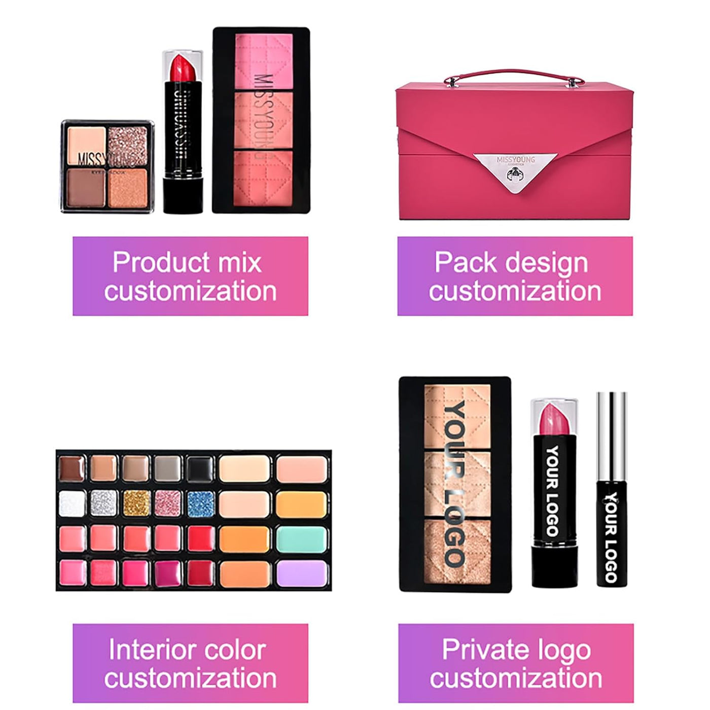Wisnewth Kit de maquillaje todo en uno de 45 piezas con estuche de...