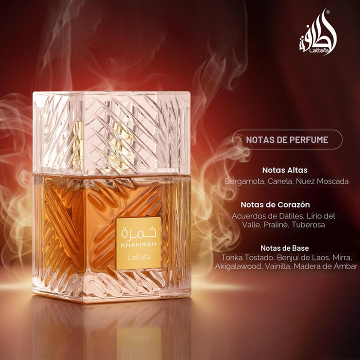 Lattafa Khamrah - Vainilla, picante cálido, ámbar, canela - Perfume...
