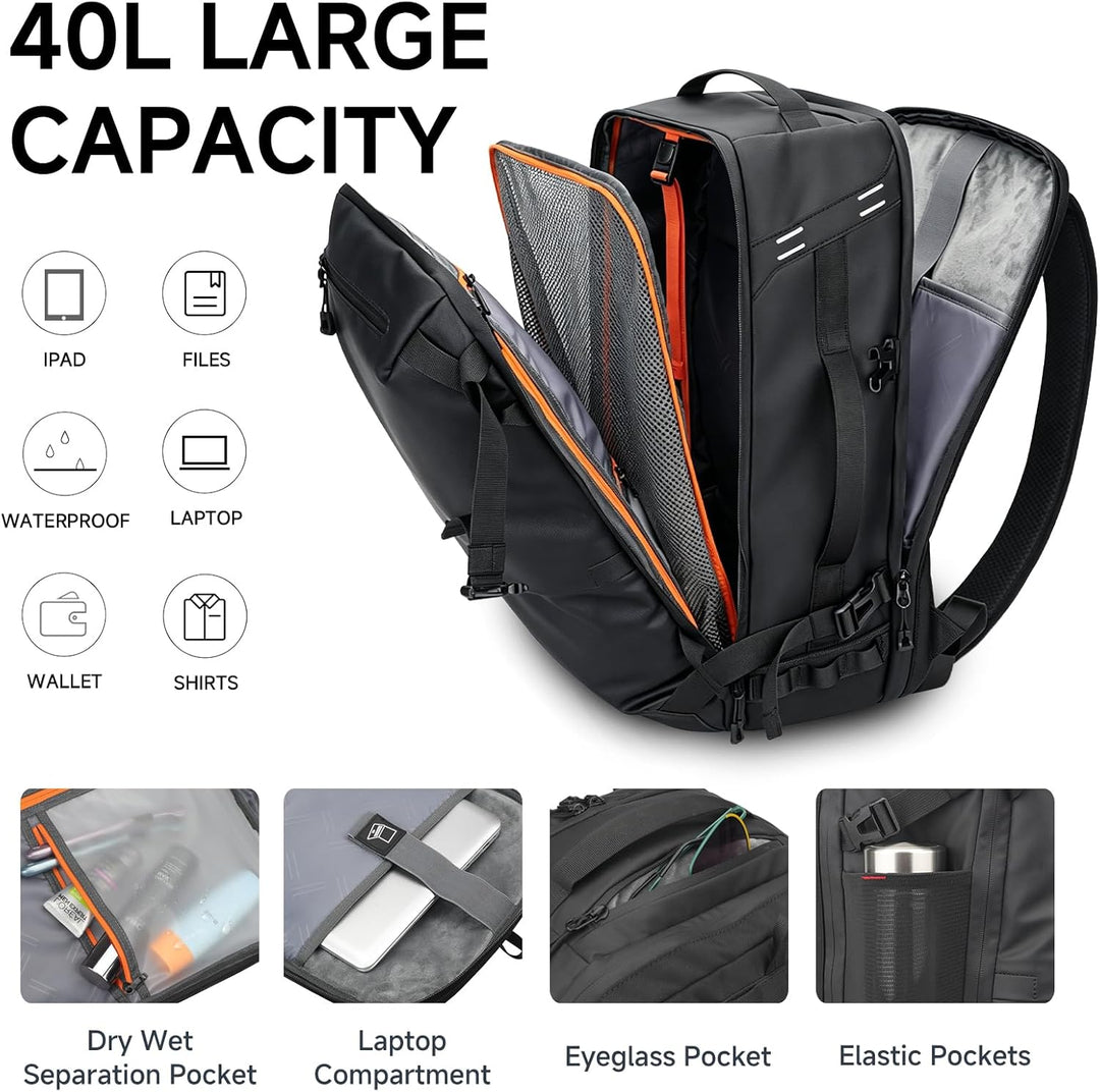 SWICKY Mochila de viaje para hombres, 40 L, mochila para laptop, ap...