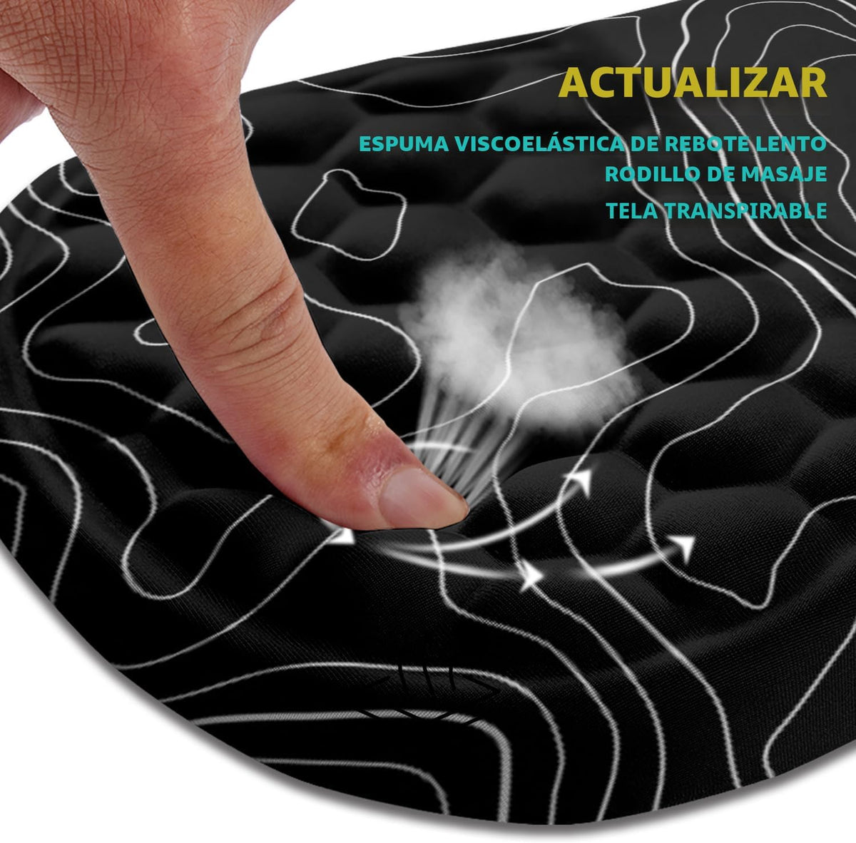 Hokafenle Alfombrilla de ratón ergonómica con soporte para muñeca, alfombrilla con reposamuñecas para alivio del dolor del túnel carpiano con protuberancia de masaje de pendiente integrada de memoria