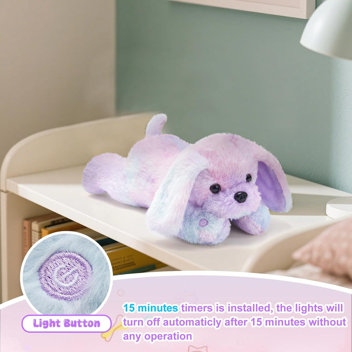WEWILL Peluche de cachorro con luz de arcoíris de 12 pulgadas con l...