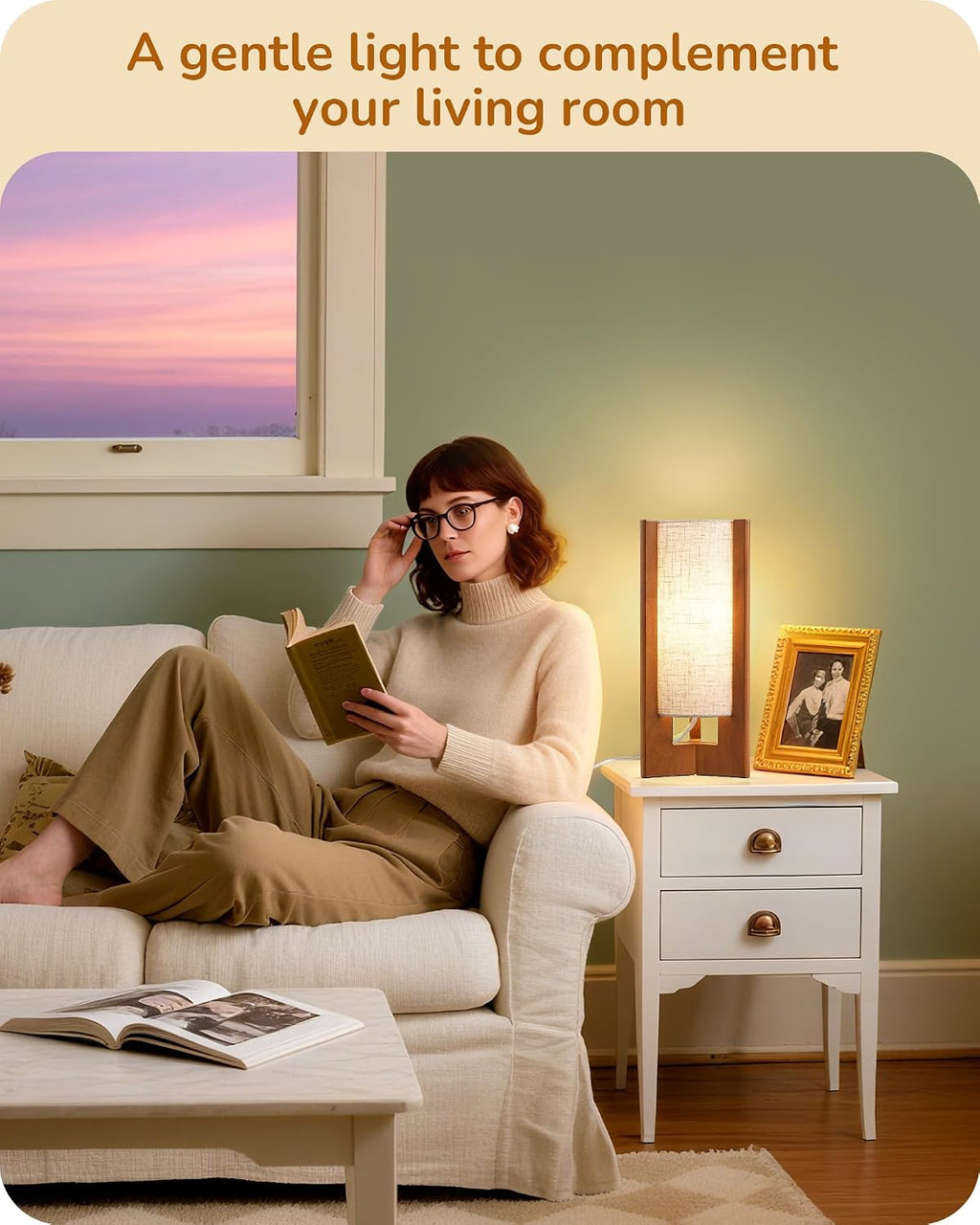 Lámpara EDISHINE Lámpara de mesa pequeña de 13.5 pulgadas, lámpara de mesita de