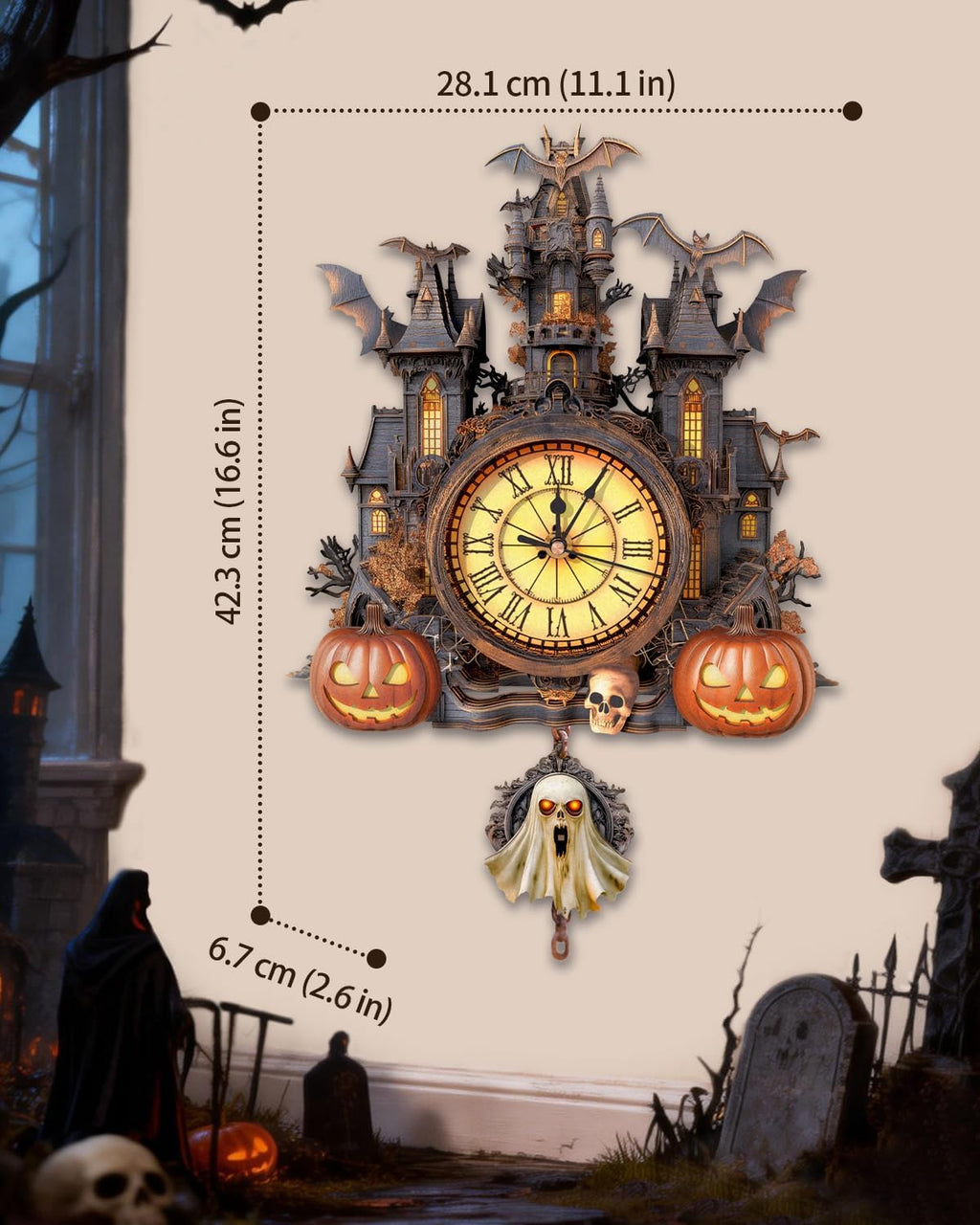 Rompecabezas 3D para adultos, kit de modelo de reloj de cabaña de Halloween