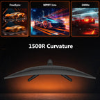 Z-Edge 27 pulgadas 2K monitor curvo de juego, monitor curvo 240Hz U...