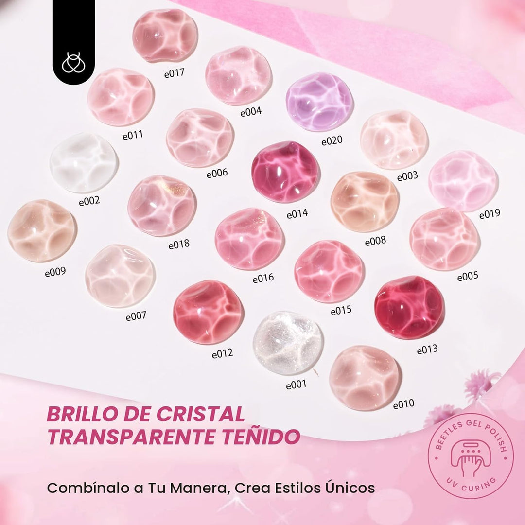 Beetles - Juego de esmaltes de uñas de gel rosa nude - 25 piezas, 2...