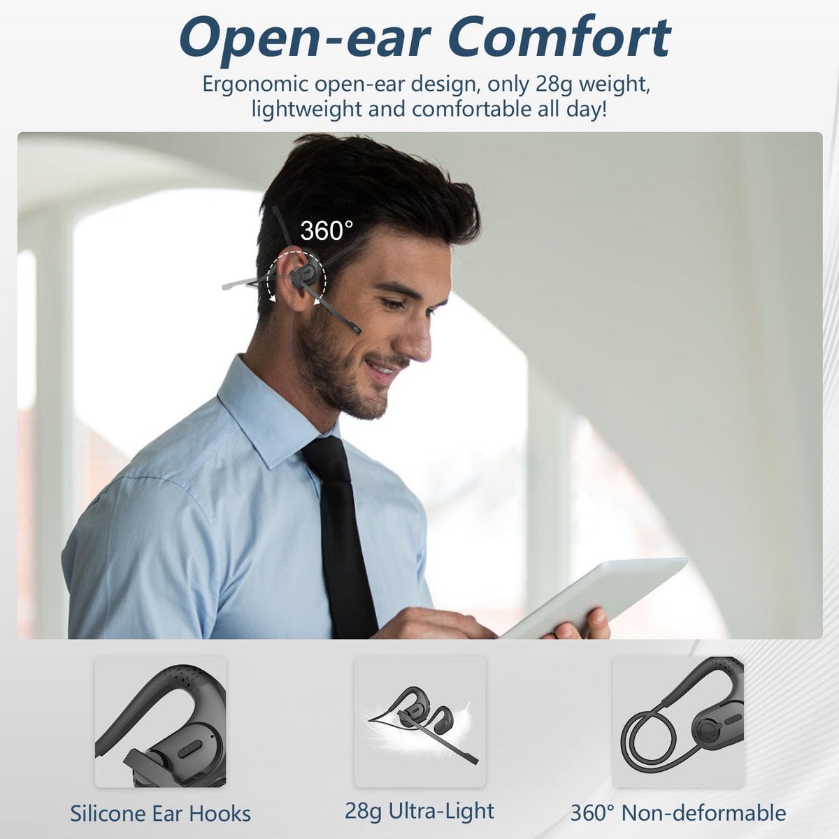 Auriculares Bluetooth con micrófono extraíble, auriculares