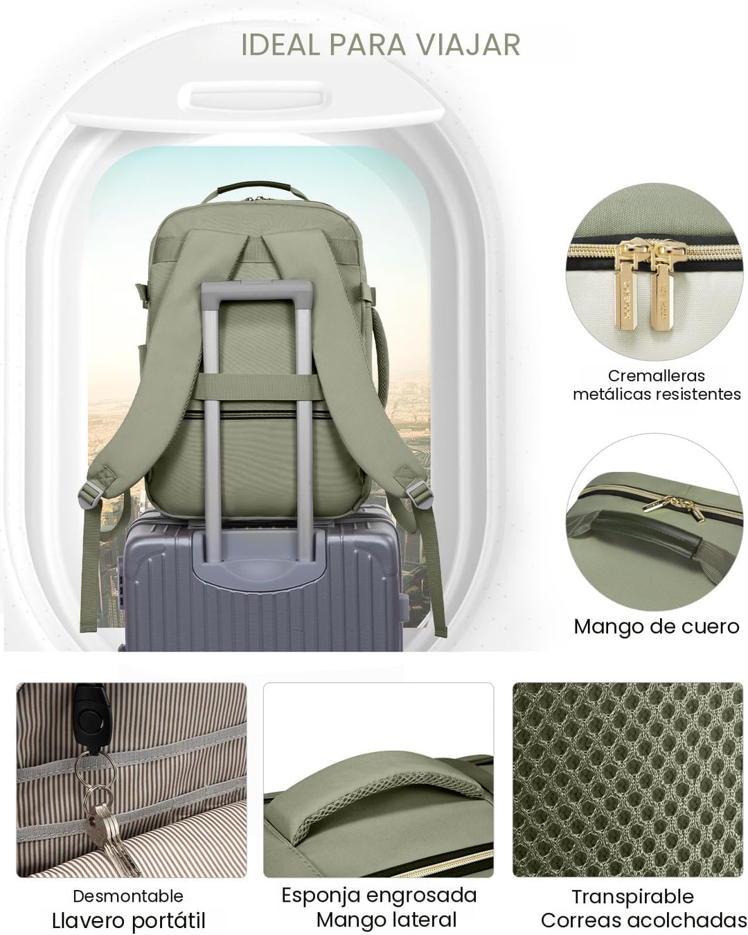 LOVEVOOK Mochila de viaje de 40 L para mujeres y hombres, equipaje...