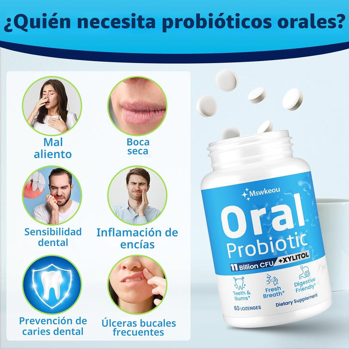 Probióticos orales para el mal aliento bucal para adultos 11 mil mi...